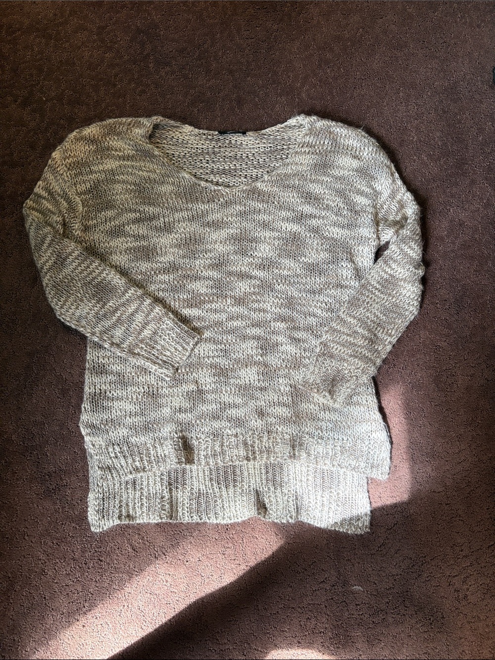 Rachel Gilbert Cream Marled Scoop Neck Sweater